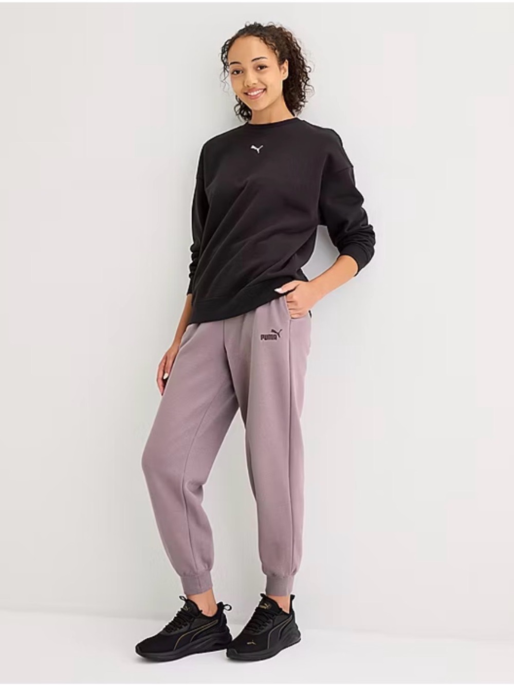 Puma Womens Mid Rise Cuffed Jogger Sweatpants In Purple